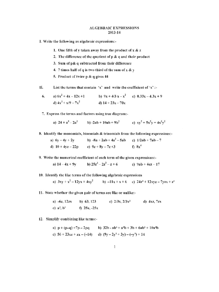 Algebra 7 Test | PDF