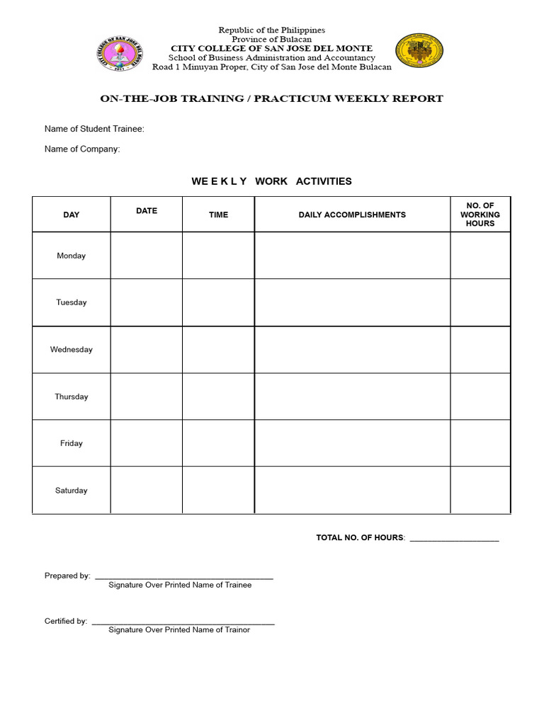 Practicum Weekly Report | PDF