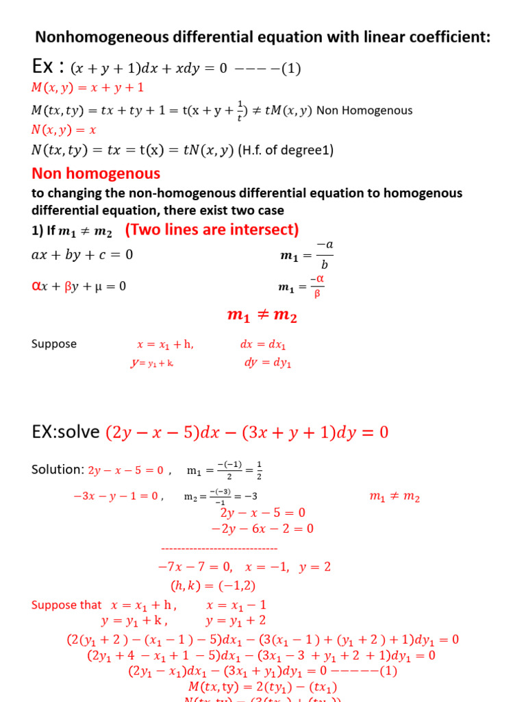 Nonhomogeneous Differential Equation With Linear Coefficient | PDF ...