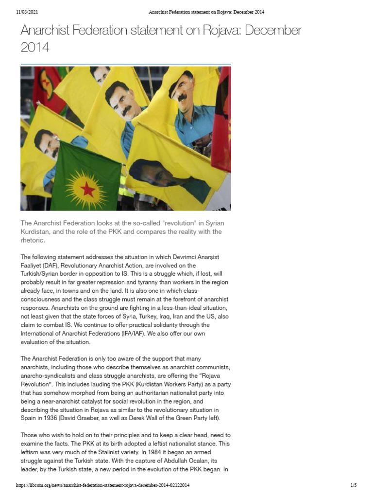 Anarchist Federation Statement On Rojava - December 2014 | PDF ...