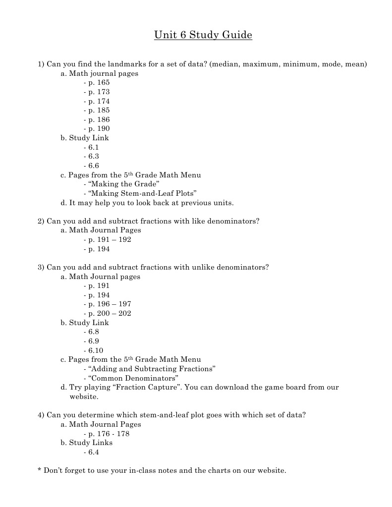 Unit 6 Study Guide | Pdf
