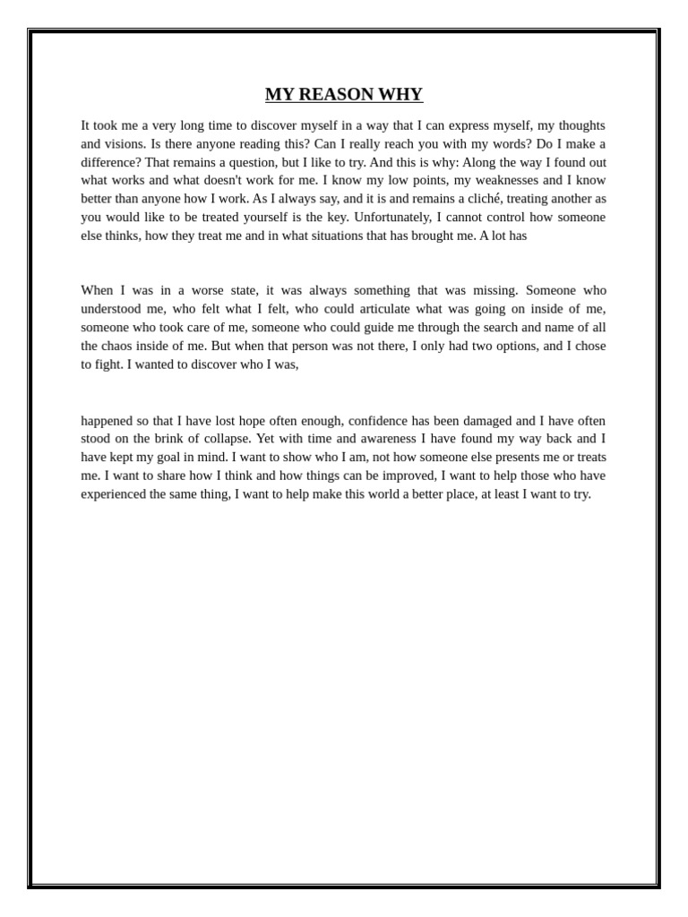 My Reason Why - Assignment | PDF