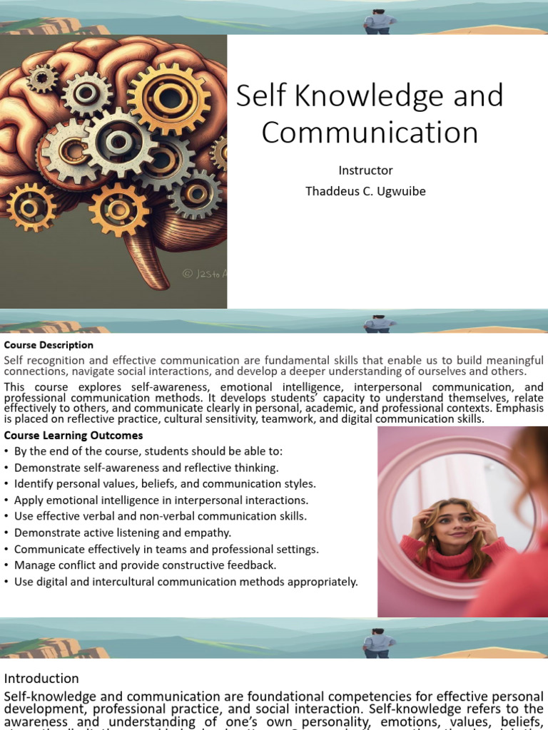 Self Knowledge and Communication WK 1 and 2 Updated | PDF | Self ...