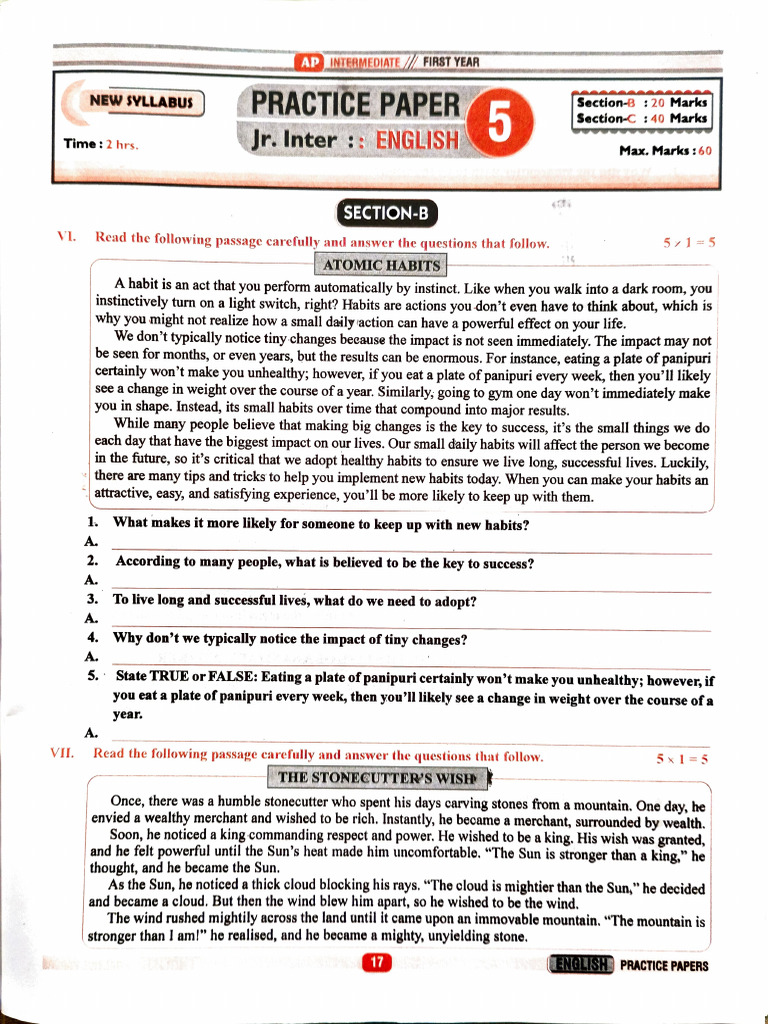 English Model Paper 5 | PDF | Central Nervous System | Nervous System