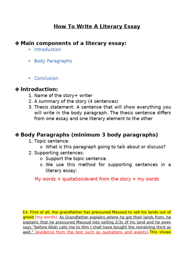 How To Write A Literary Essay - Characters | PDF | Essays | Psychology