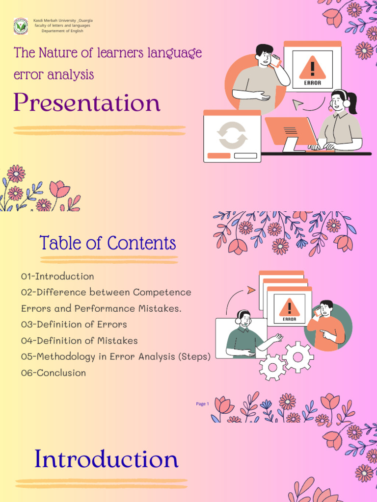 Methodology in Error Analysis How To Correct Speech Errors | PDF ...