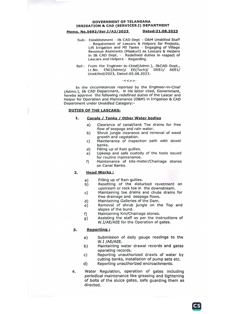 Lascar Helper Duties | PDF