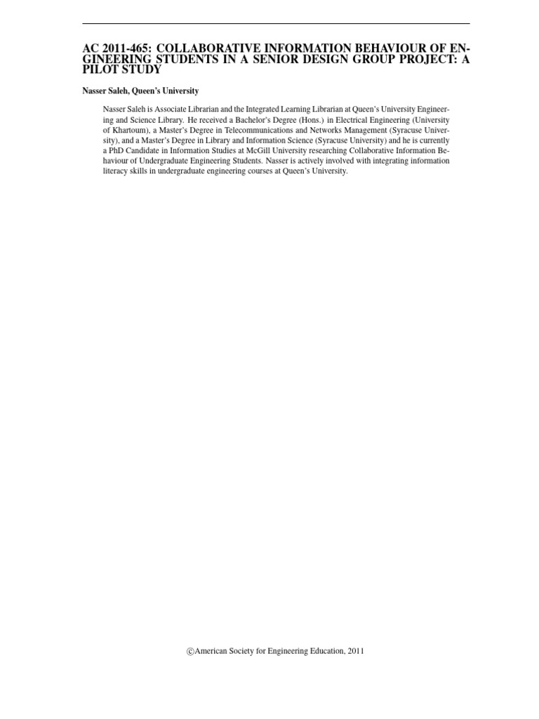 Collaborative Information Behaviour of Engineering Students in A Senior ...