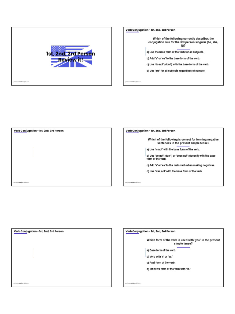 Verb+Conjugation+ (1st,+2nd,+and+3rd+person) REVIEW IT and WORKBOOK | PDF