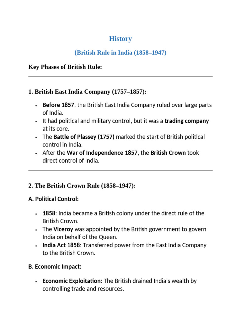 History (British Rule in India) | PDF | British Raj | Economies