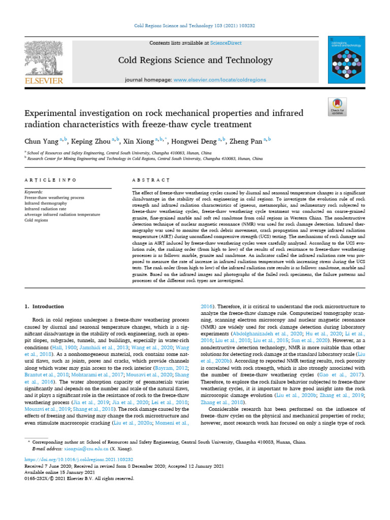 Experimental Investigation On Rock Mechanical Properties and Infrared ...