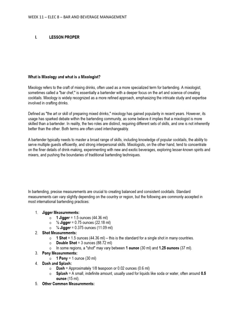 Module 11. Lesson Proper 2 | PDF | Drink | Alcoholic Beverages