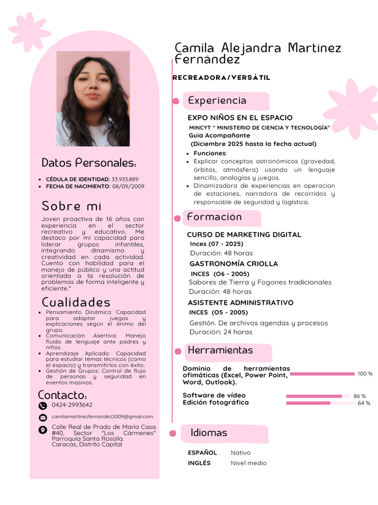 Currículum CV Diseñadora Gráfica Bonito Sencillo Rosa_20260113_113926 ...