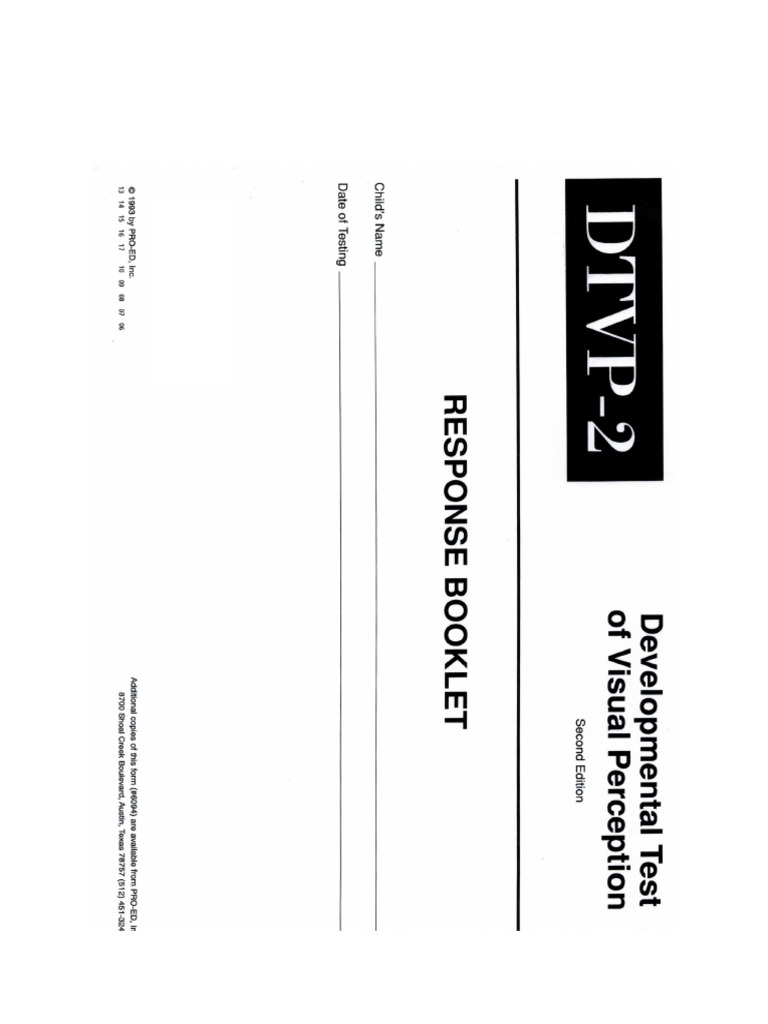 DTVP 2 Response Booklet | PDF