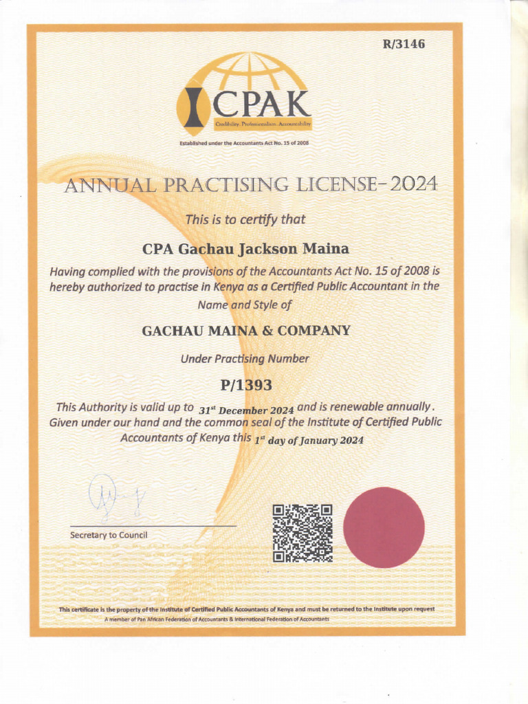 Practising License Icpak | PDF | Accountant | Certified Public Accountant
