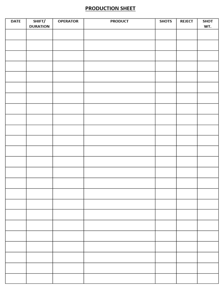 Production Sheet | PDF