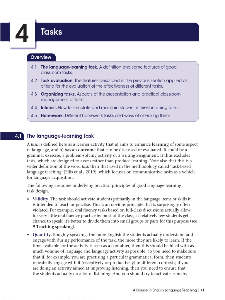 Unit 4 Tasks | PDF | Language Education | Homework