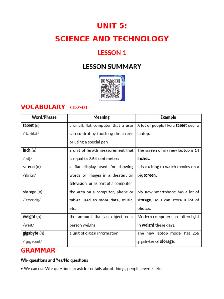 B I Dư NG Ta Smart World 8 Unit 5.science and Techonoly | PDF ...