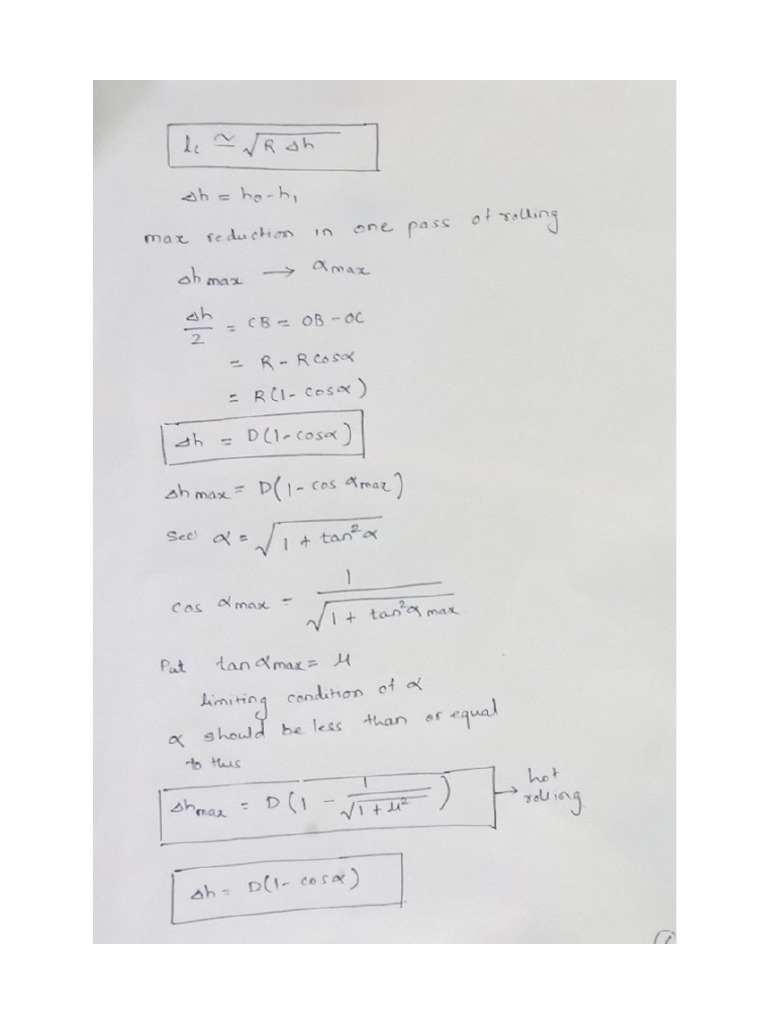 Rolling - Volume Constancy and Natural Entry Equations | PDF