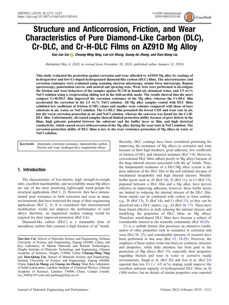 Cui Et Al - 2019 - Structure and Anticorrosion, Friction, and Wear ...