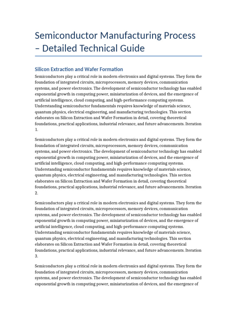 Semiconductor Manufacturing Detailed | PDF | Computing | Electronics