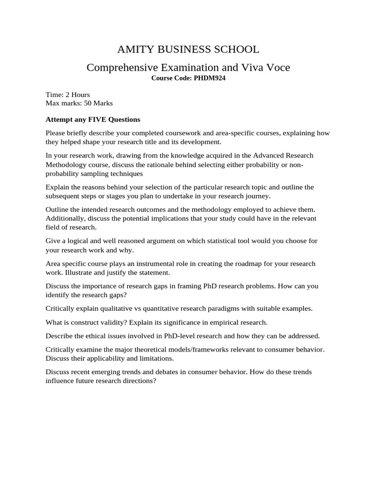 PHD Comprehensive Exam | PDF