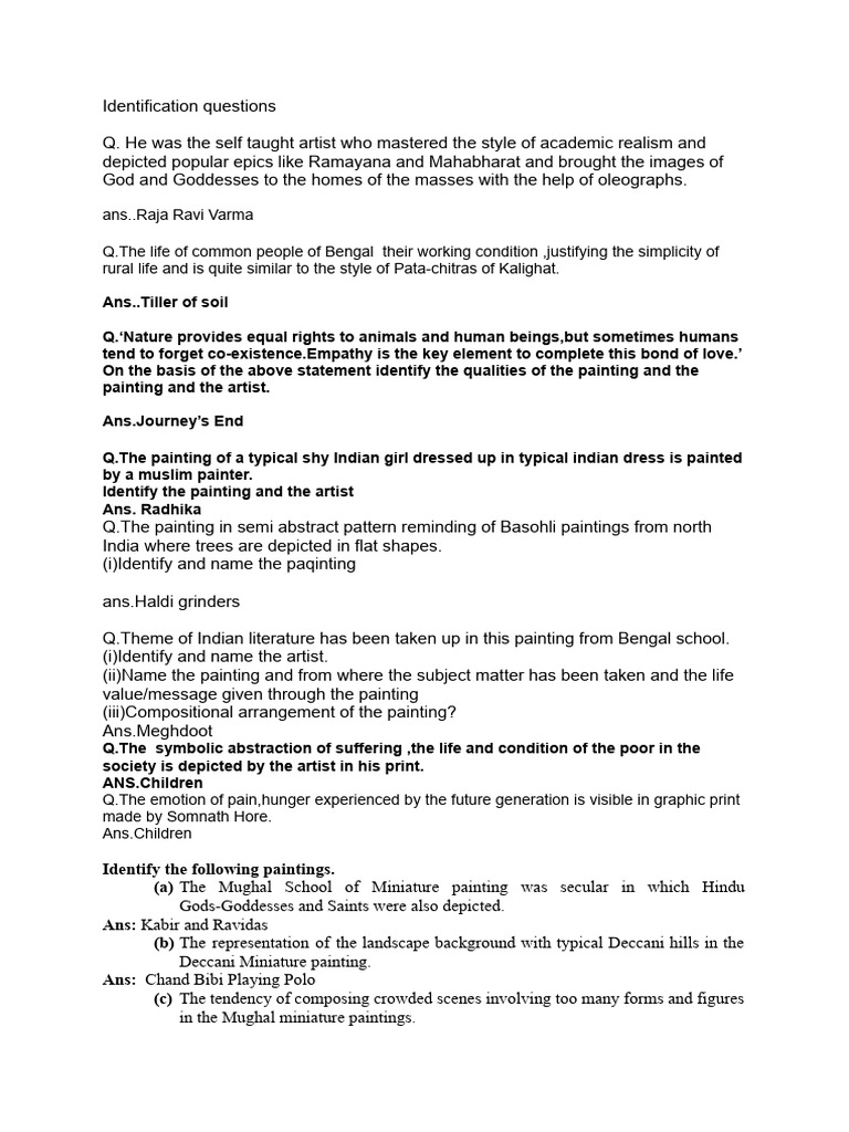 Identification Questions | PDF | Paintings | The Arts