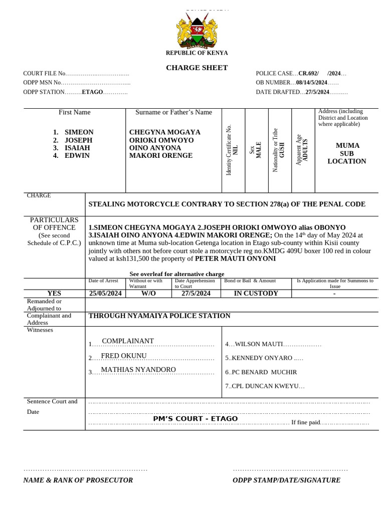 Charge Sheet STEALING | PDF