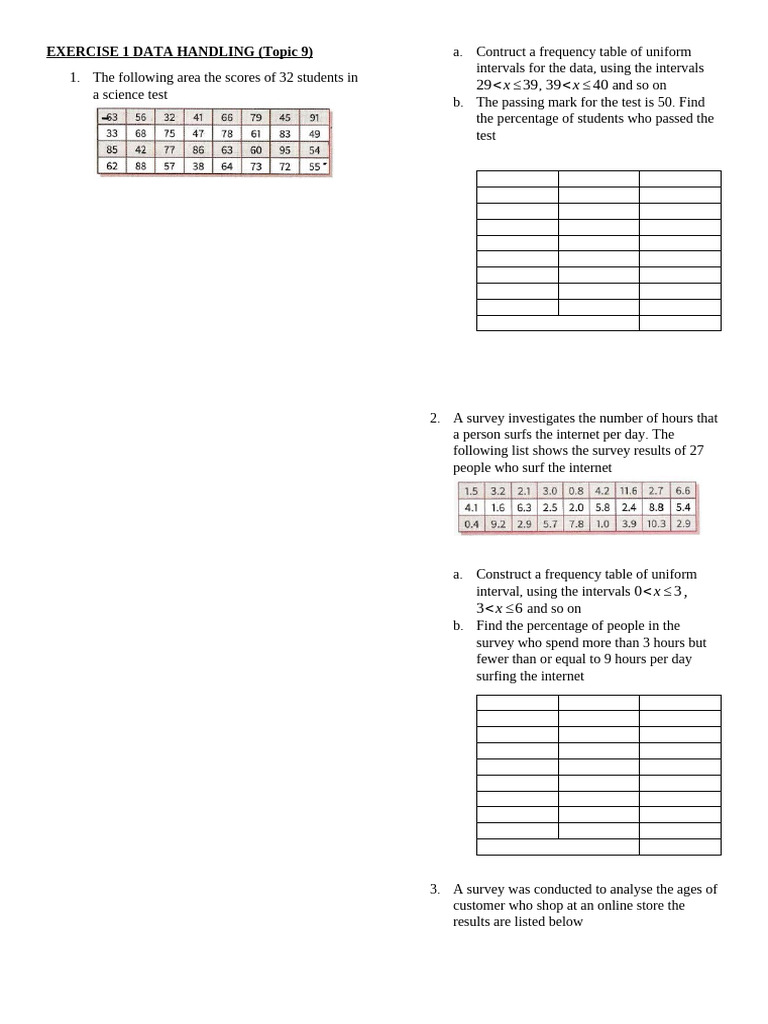 Exercise 1 Data Handling | PDF