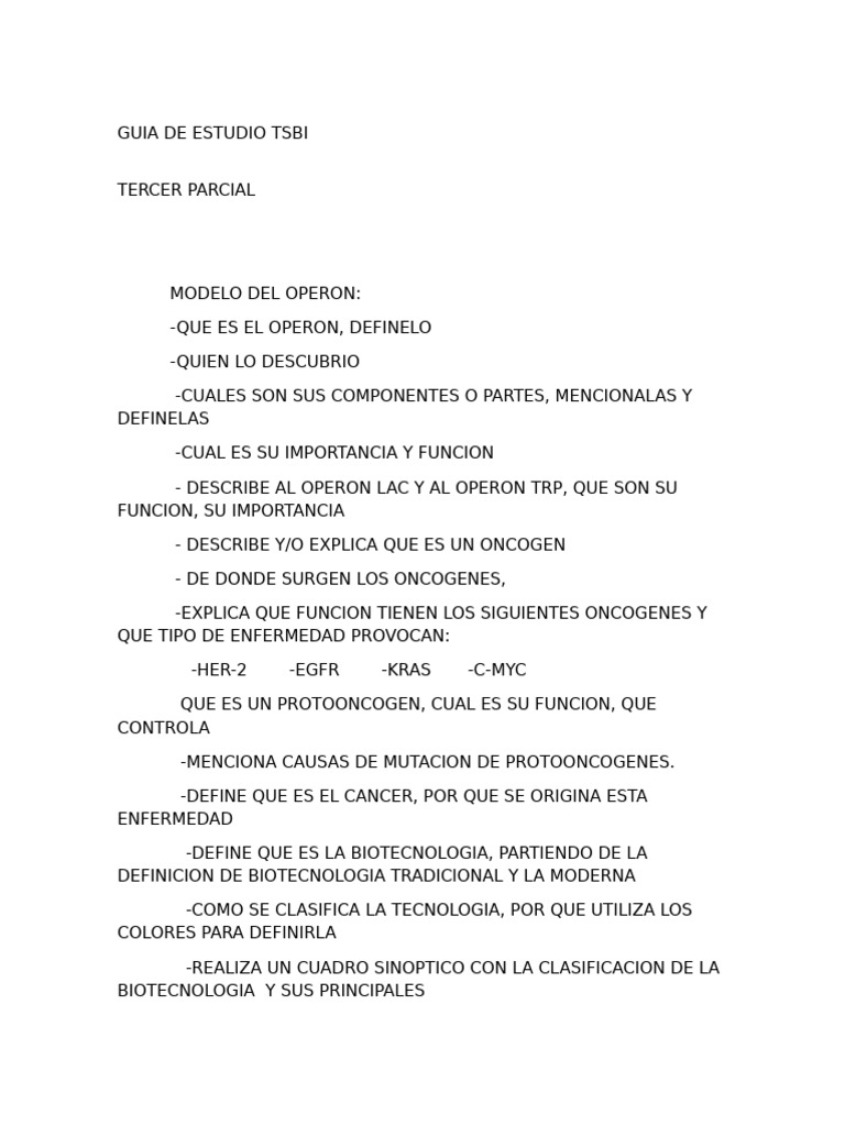 Guia de Estudio Tsbi | PDF