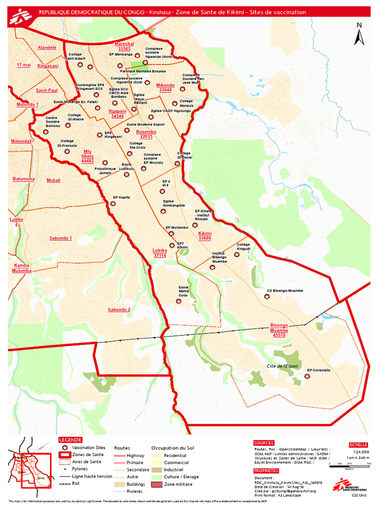 RDC Kinshasa KikimiSites A3L 160813 | PDF | Map | Geographical Technology