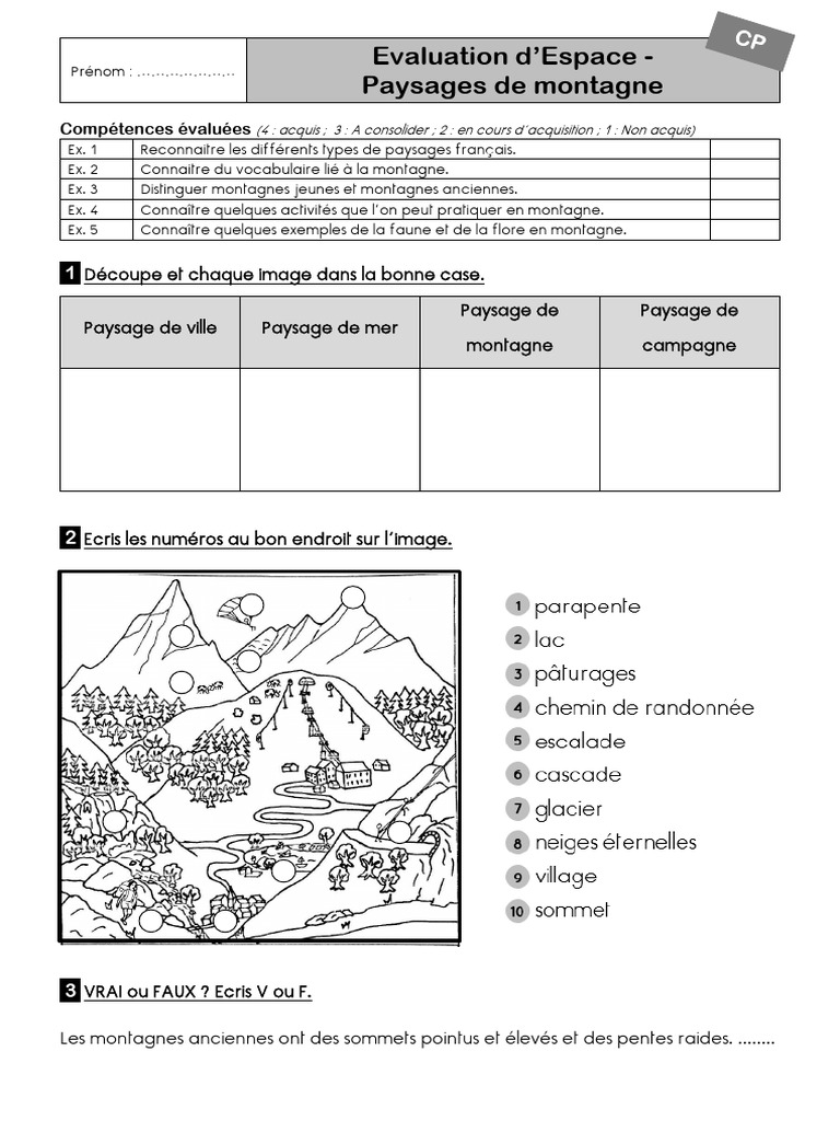CP Eval Espace Les Paysages de Montagne | PDF