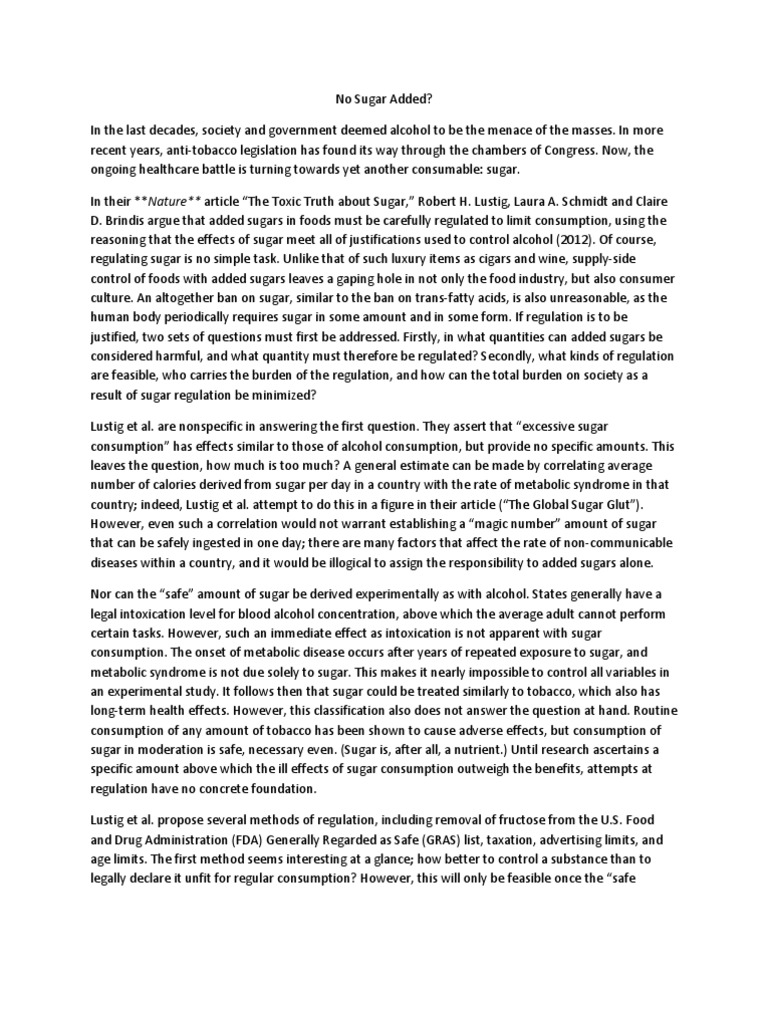sugar is the new tobacco essay Regulating Sugar: A Public Health Debate | PDF | Sugar