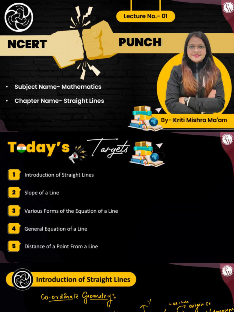 NCERT Punch 01: Straight Lines: Class Notes - Uday 2026 (Class 11th) | PDF