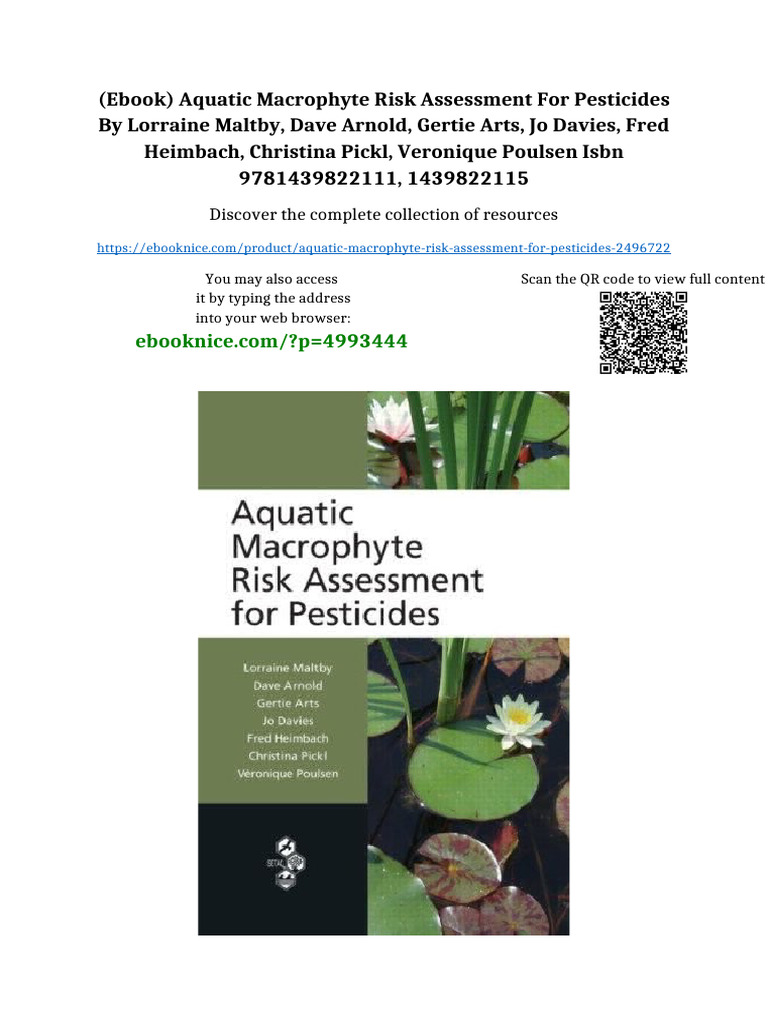 (Ebook) Aquatic Macrophyte Risk Assessment for Pesticides by Lorraine ...