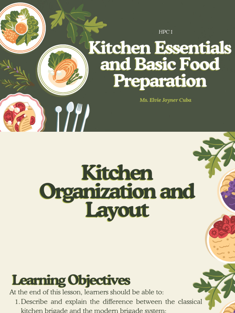 Lesson 2 Kitchen Organization and Layout | PDF | Chef | Food And Drink ...