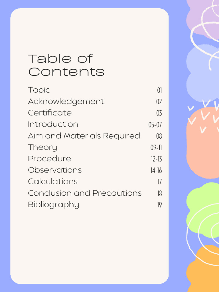 Pink Yellow and Black Playful Table of Contents A4 | PDF