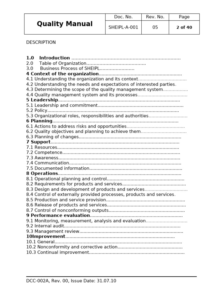SHEIPL A 001 Rev. Quality Manual Shin Heung Rev.05 | PDF | Quality ...