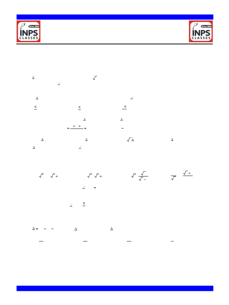 Properties & Sol. of Triangle NIMCET PYQ Sheet | PDF | Triangle ...