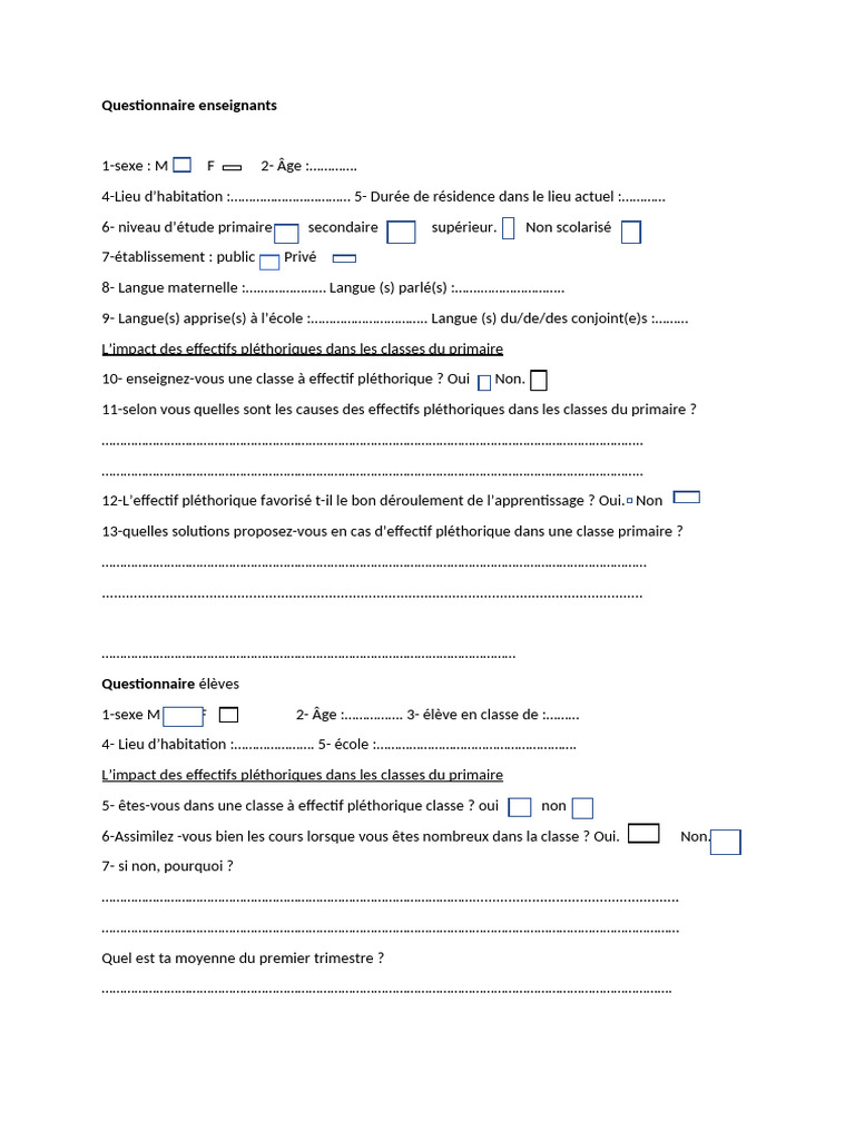 Questionnaire | PDF