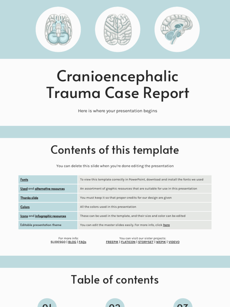 Cranioencephalic Trauma Case Report by Slidesgo | PDF | Medical ...