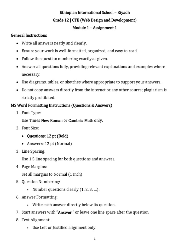 Grade 12, Module 1 - CTE Assignment 1 | PDF | User Interface Design ...
