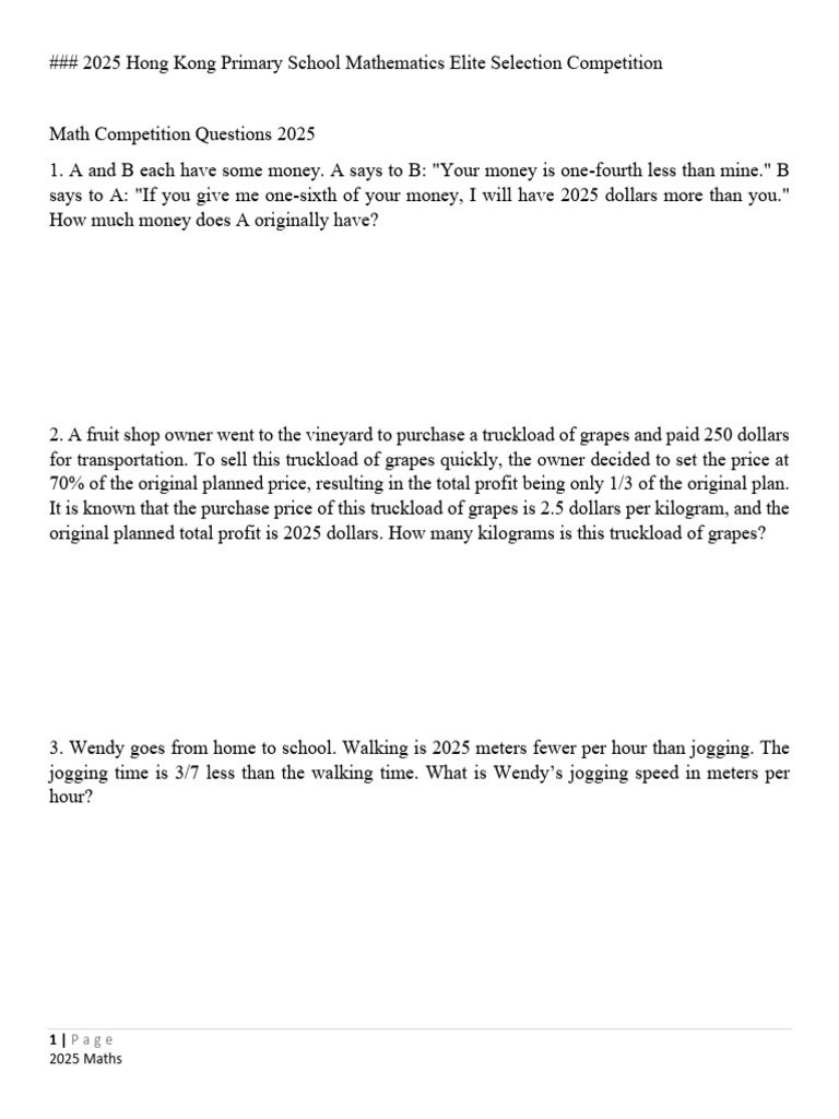 2025 Maths Questions | PDF | Area