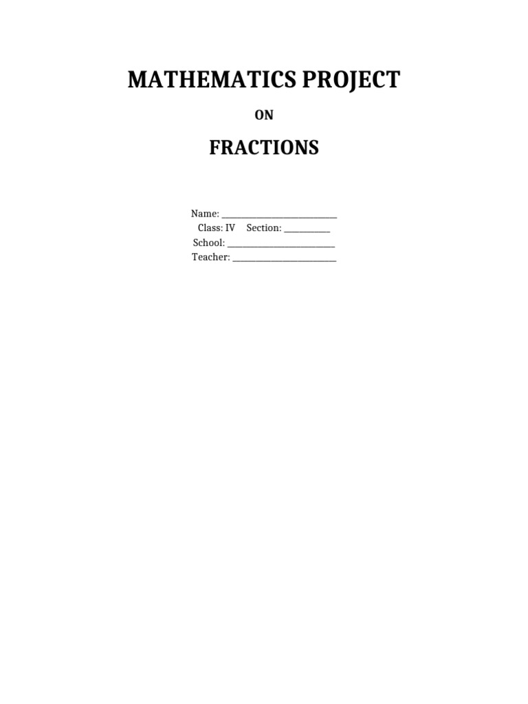 Fractions Class4 Maths Project | PDF