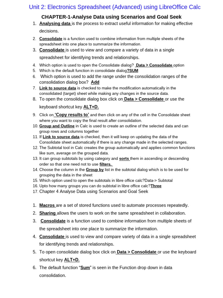 Part B LN 2 Electronic Spreadsheet MCQ | PDF | Spreadsheet | Macro ...