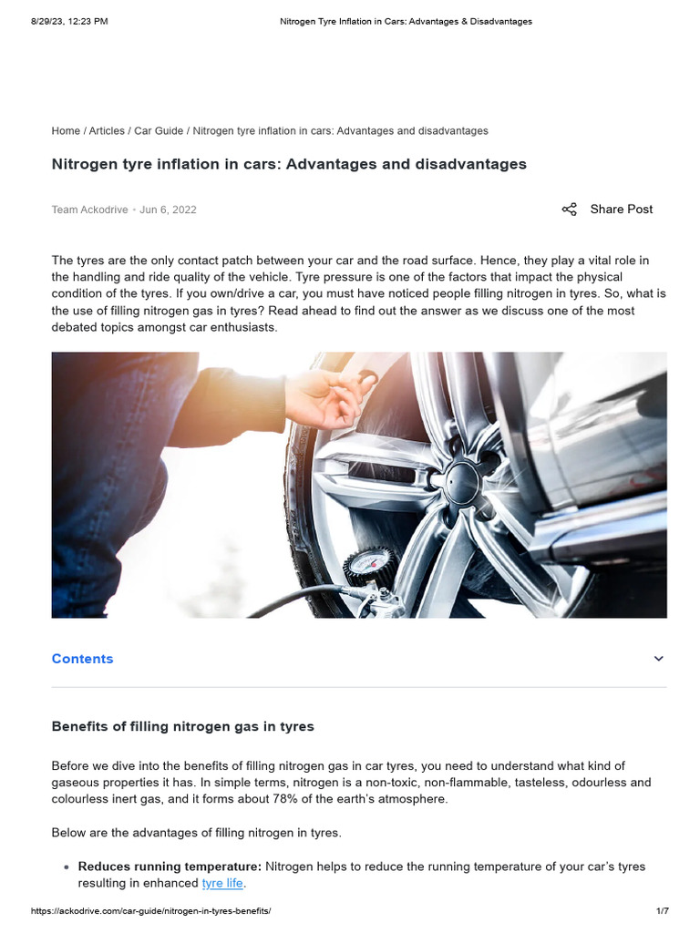 Nitrogen Tyre Inflation in Cars - Advantages & Disadvantages | PDF ...