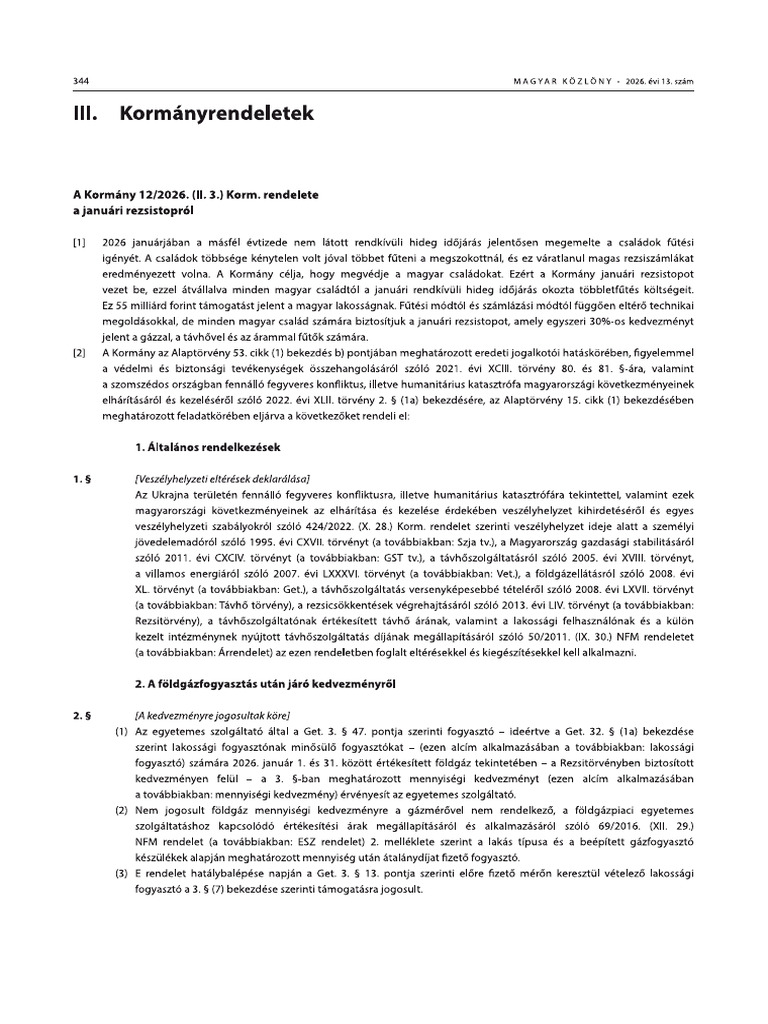 12 2026 Korm Rendelet | PDF
