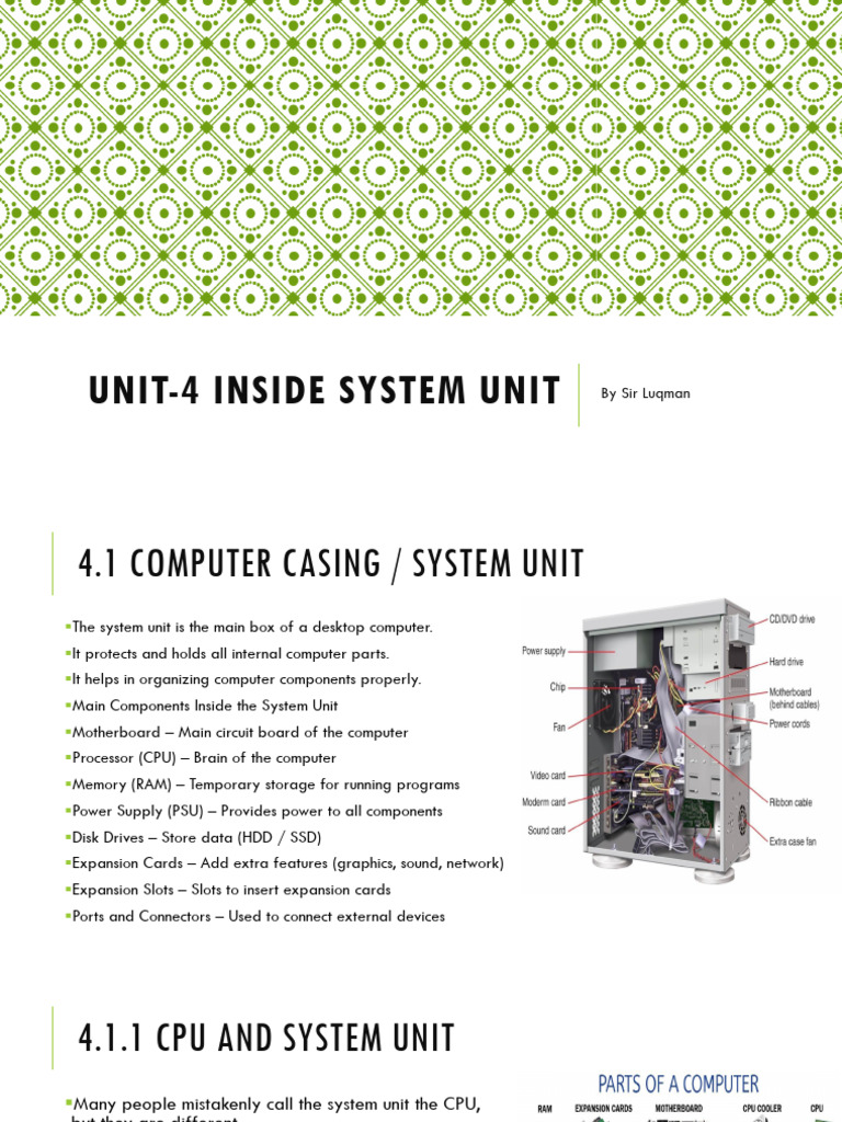 UNIT-4 Inside System Unit | PDF | Usb | Computer Science