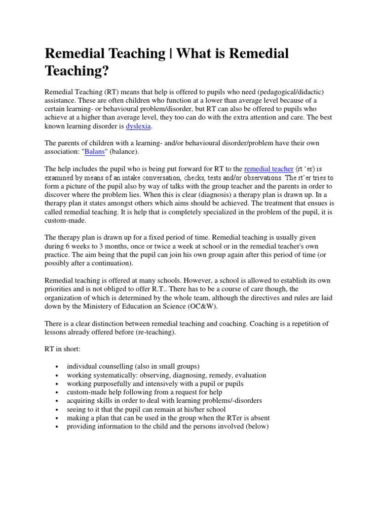 Remedial Teaching PDF