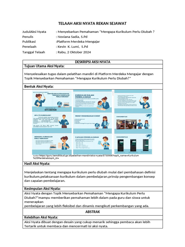 Telaah Aksi Nyata Rekan Sejawat - WWW - Kherysuryawan.id | PDF